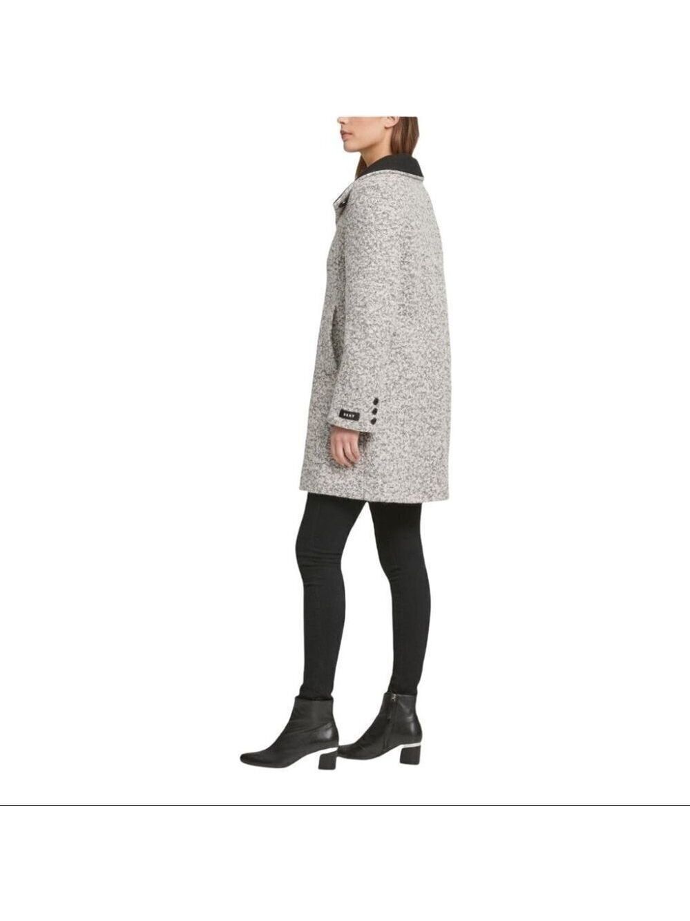 DKNY Black and White Tweed Coat - Picture 3 of 13